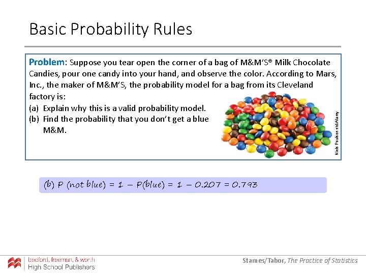 Basic Probability Rules Problem: Suppose you tear open the corner of a bag of