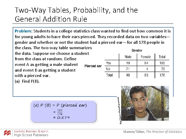 Two-Way Tables, Probability, and the General Addition Rule Big Cheese Photo/Super stock Problem: Students