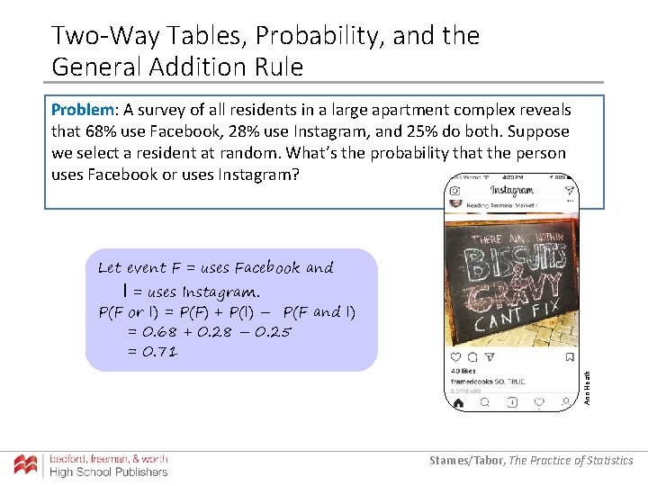 Two-Way Tables, Probability, and the General Addition Rule Problem: A survey of all residents