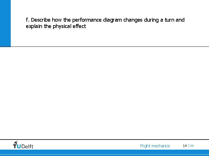 f. Describe how the performance diagram changes during a turn and explain the physical