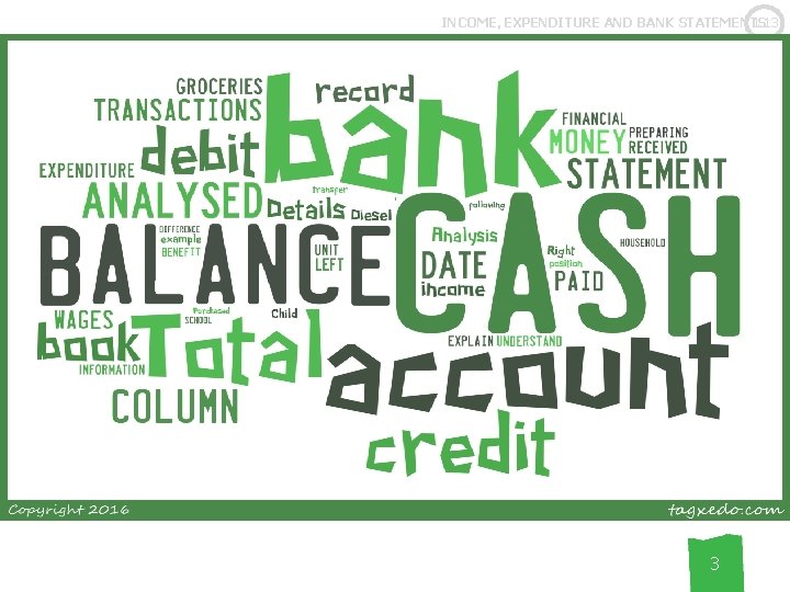 1. 13 INCOME, EXPENDITURE AND BANK STATEMENTS 3 3 