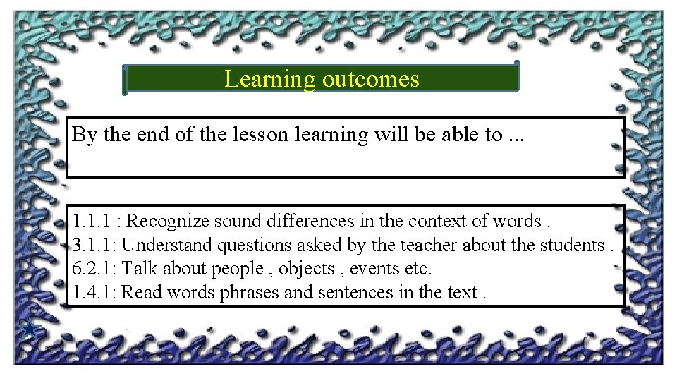 Learning outcomes By the end of the lesson learning will be able to. .