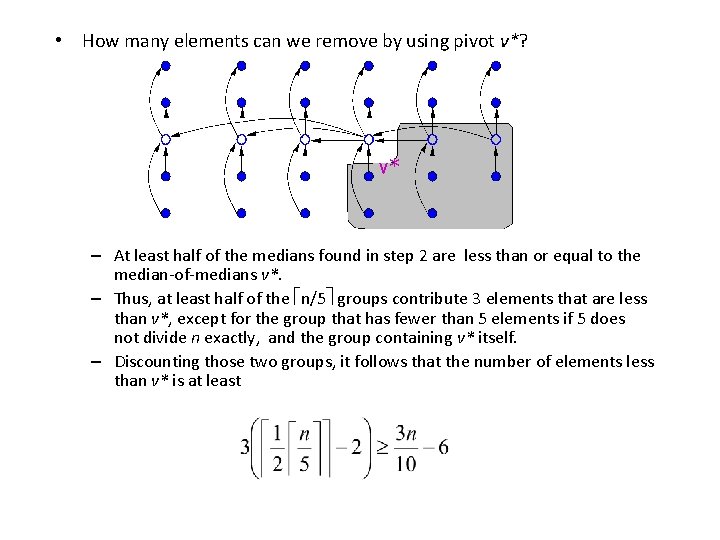  • How many elements can we remove by using pivot v*? v* –