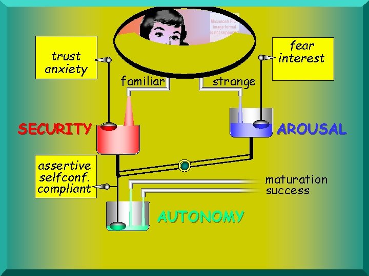 trust anxiety fear interest familiar strange SECURITY AROUSAL assertive selfconf. compliant maturation success AUTONOMY