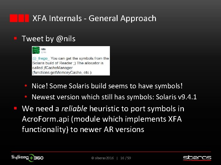 XFA Internals - General Approach § Tweet by @nils • Nice! Some Solaris build