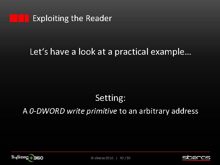 Exploiting the Reader Let‘s have a look at a practical example… Setting: A 0