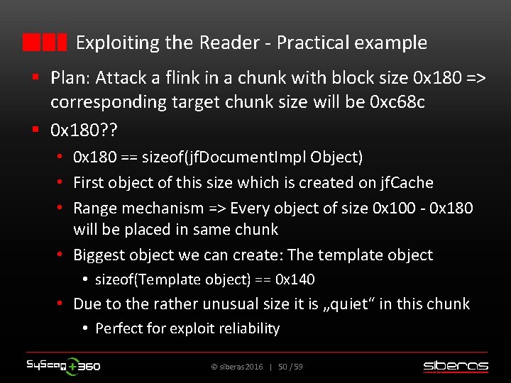 Exploiting the Reader - Practical example § Plan: Attack a flink in a chunk