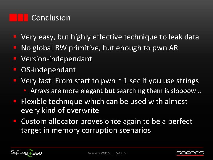 Conclusion § § § Very easy, but highly effective technique to leak data No