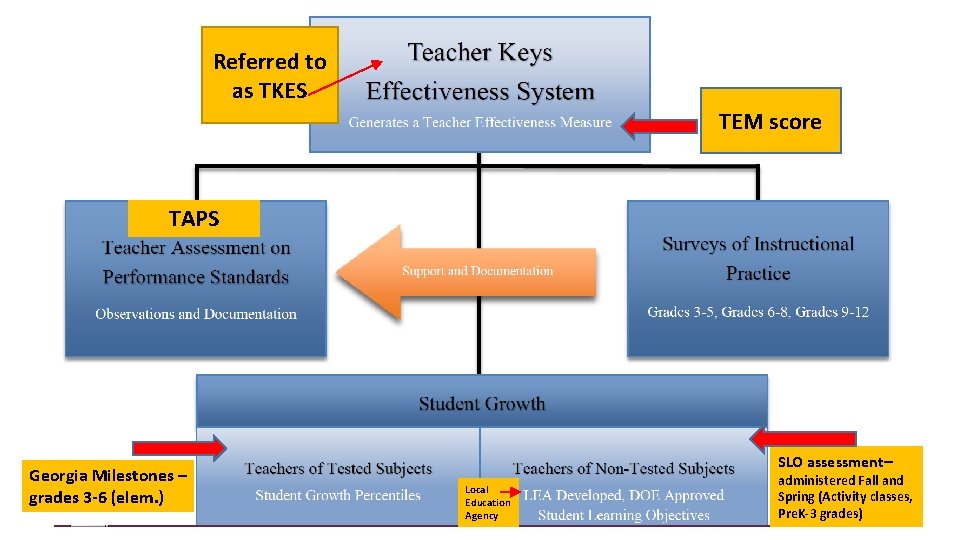Referred to as TKES TEM score TAPS Georgia Milestones – grades 3 -6 (elem.