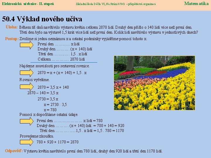 Elektronická učebnice - II. stupeň Elektronická učebnice – II. stupeň Základní škola Děčín VI,