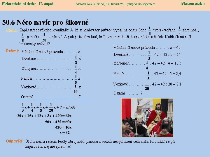 Elektronická učebnice - II. stupeň Elektronická učebnice – II. stupeň Základní škola Děčín VI,