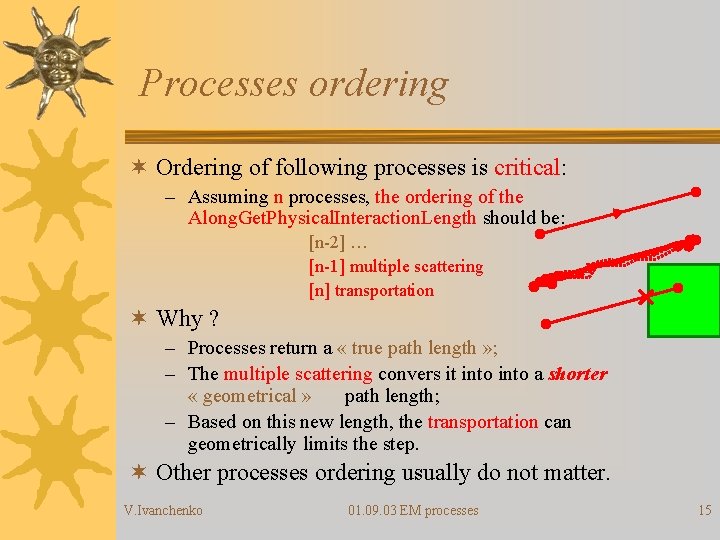 Processes ordering ¬ Ordering of following processes is critical: – Assuming n processes, the
