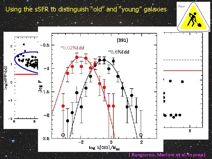 Using the s. SFR to distinguish “old” and “young” galaxies (391) ~0. 02%Edd ~0.