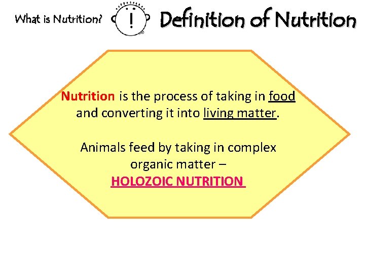 What is Nutrition? Definition of Nutrition is the process of taking in food and