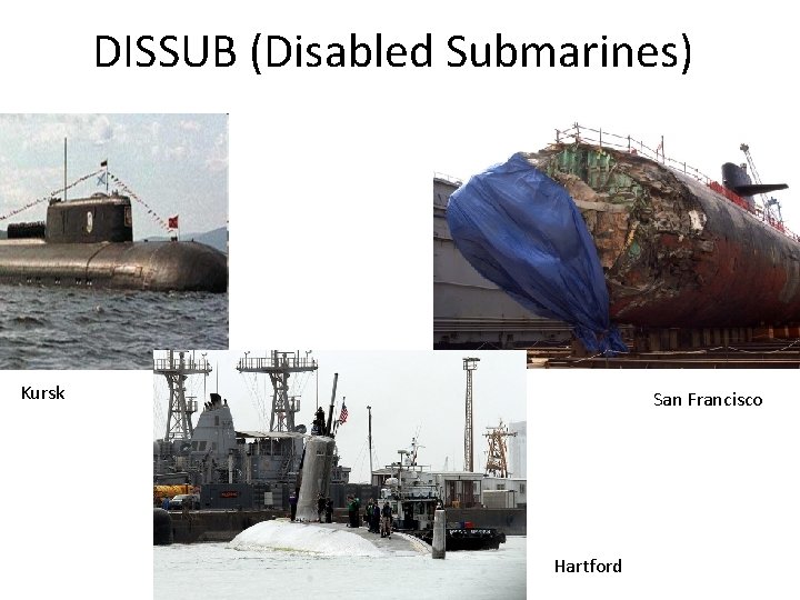 DISSUB (Disabled Submarines) Kursk San Francisco Hartford 