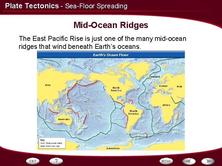Plate Tectonics - Sea-Floor Spreading Mid-Ocean Ridges The East Pacific Rise is just one