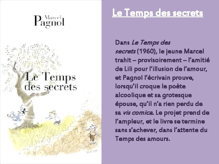 Le Temps des secrets Dans Le Temps des secrets (1960), le jeune Marcel trahit