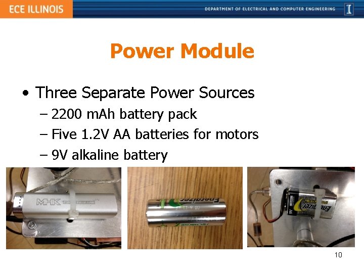 Power Module • Three Separate Power Sources – 2200 m. Ah battery pack –