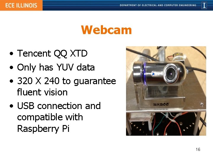 Webcam • Tencent QQ XTD • Only has YUV data • 320 X 240