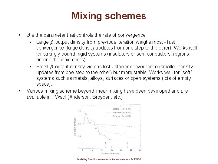 Mixing schemes • • is the parameter that controls the rate of convergence •