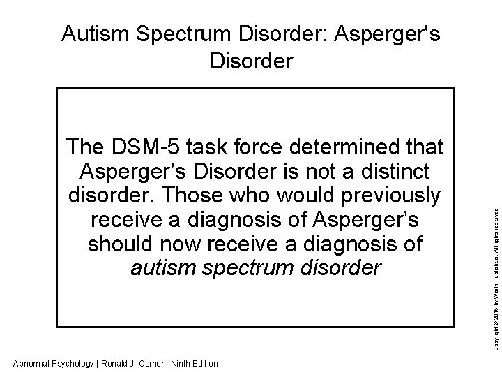 The DSM 5 task force determined that Asperger’s Disorder is not a distinct disorder.