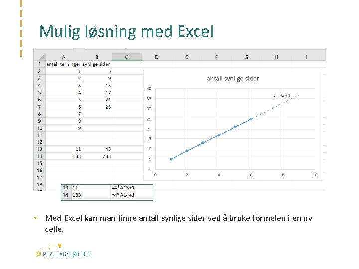 Mulig løsning med Excel • Med Excel kan man finne antall synlige sider ved