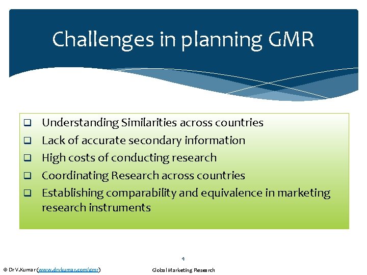 Challenges in planning GMR q q q Understanding Similarities across countries Lack of accurate