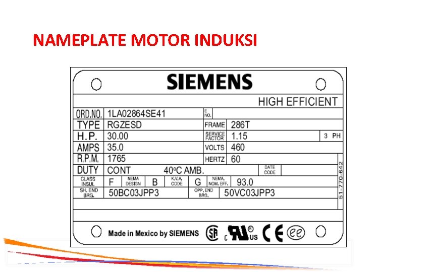 NAMEPLATE MOTOR INDUKSI 