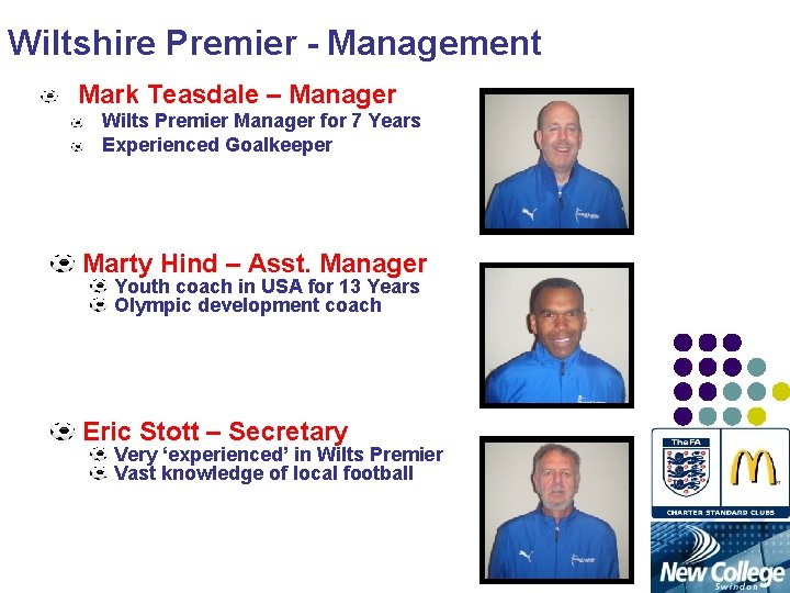 Wiltshire Premier - Management Mark Teasdale – Manager Wilts Premier Manager for 7 Years