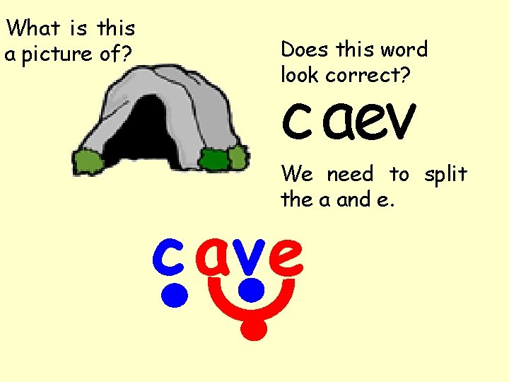 What is this a picture of? Does this word look correct? c aev We