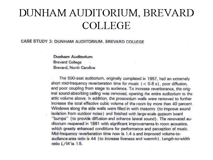 DUNHAM AUDITORIUM, BREVARD COLLEGE 