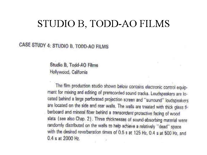 STUDIO B, TODD-AO FILMS 