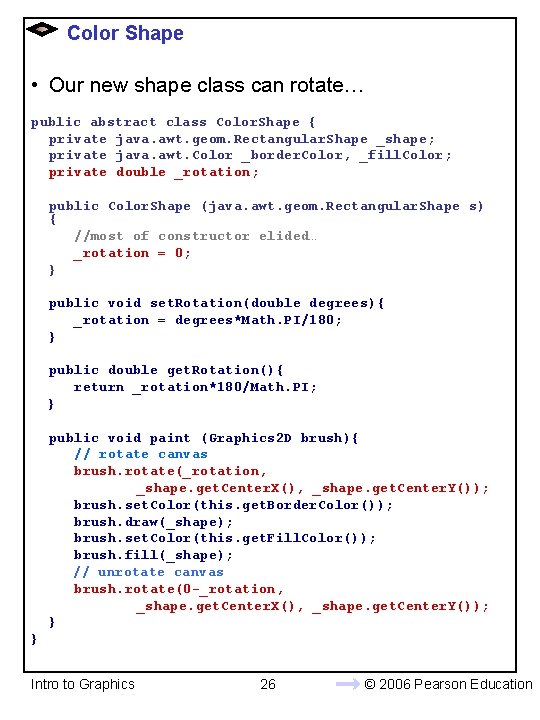 Color Shape • Our new shape class can rotate… public abstract class Color. Shape