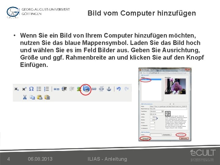 Bild vom Computer hinzufügen • Wenn Sie ein Bild von Ihrem Computer hinzufügen möchten,