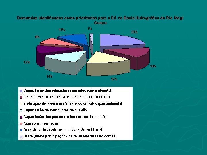 Demandas identificadas como prioritárias para a EA na Bacia Hidrográfica do Rio Mogi Guaçu