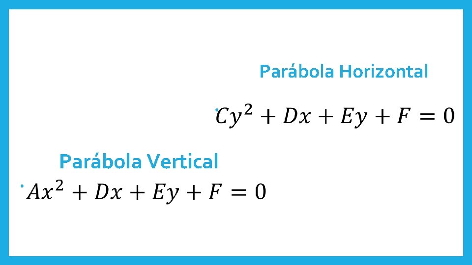 Parábola Horizontal • Parábola Vertical • 