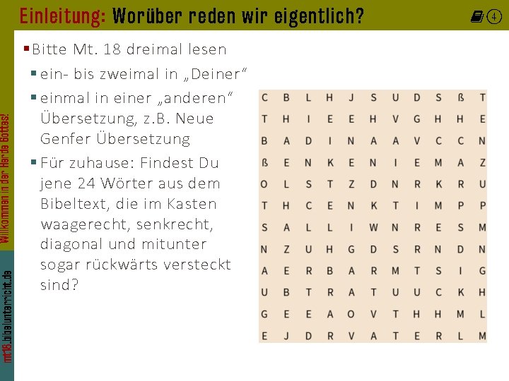 mt 18. bibelunterricht. de Willkommen in der Herde Gottes! Einleitung: Worüber reden wir eigentlich?