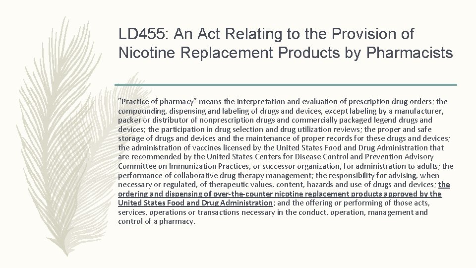 LD 455: An Act Relating to the Provision of Nicotine Replacement Products by Pharmacists