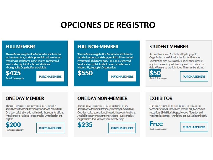 OPCIONES DE REGISTRO 