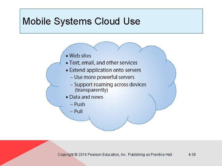 Mobile Systems Cloud Use Copyright © 2014 Pearson Education, Inc. Publishing as Prentice Hall