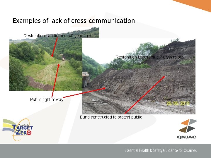 Examples of lack of cross-communication Restoration Landform c. 40 years old Public right of