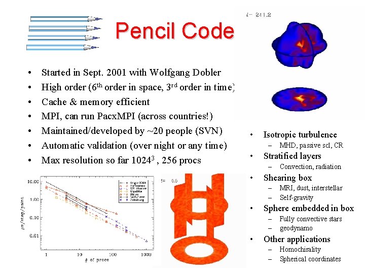 Pencil Code • • Started in Sept. 2001 with Wolfgang Dobler High order (6