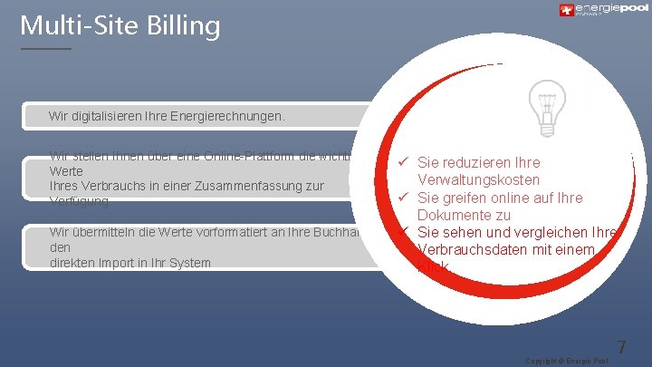 Multi-Site Billing Wir digitalisieren Ihre Energierechnungen. Wir stellen Ihnen über eine Online-Plattform die wichtigen