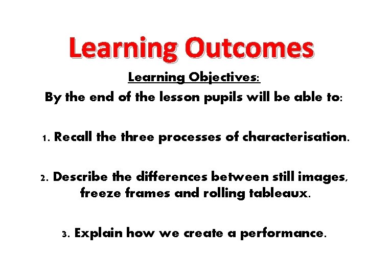 Learning Outcomes Learning Objectives: By the end of the lesson pupils will be able