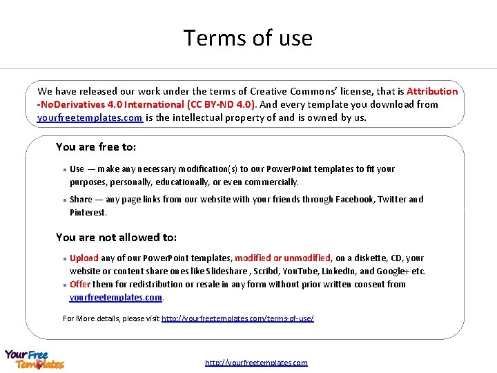 Terms of use We have released our work under the terms of Creative Commons’ Terms of use We have released our work under the terms of Creative Commons’