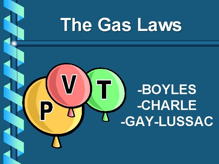 The Gas Laws -BOYLES -CHARLE -GAY-LUSSAC 