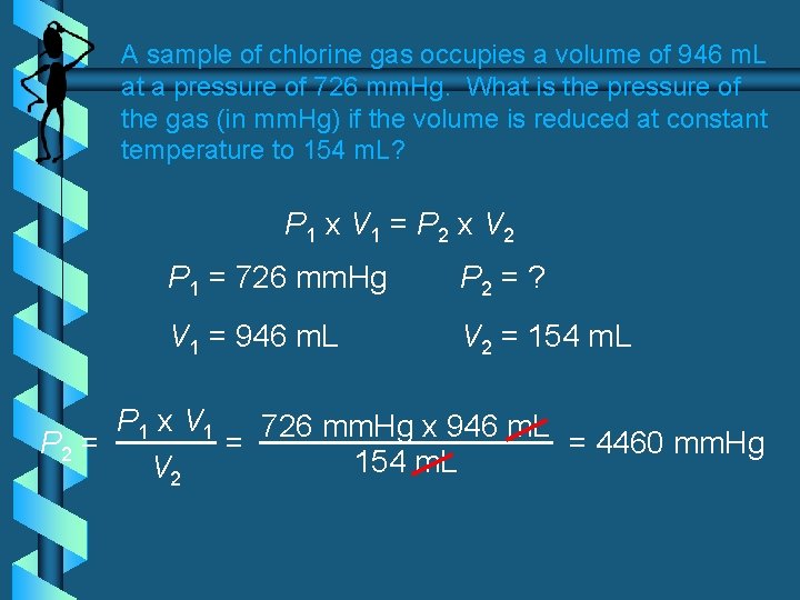 A sample of chlorine gas occupies a volume of 946 m. L at a