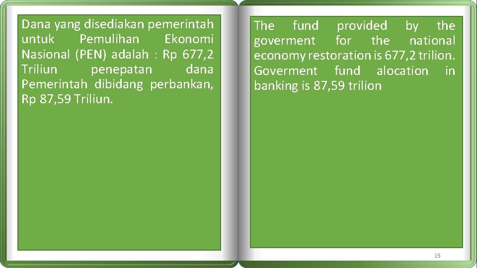 Dana yang disediakan pemerintah untuk Pemulihan Ekonomi Nasional (PEN) adalah : Rp 677, 2