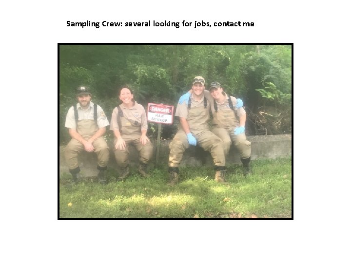 Sampling Crew: several looking for jobs, contact me Sampling Crew: several looking for jobs, contact me