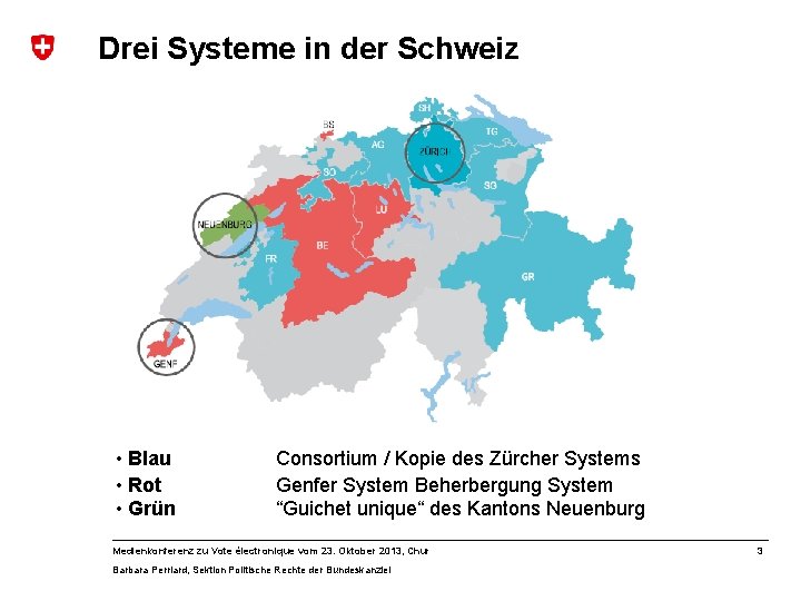 Drei Systeme in der Schweiz • Blau • Rot • Grün Consortium / Kopie